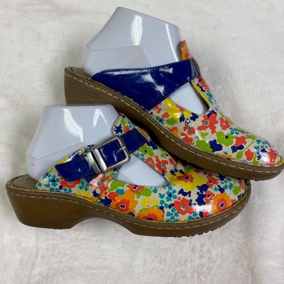 Lila SureGrip Womens Bailey Blue Floral Open Back Clog Slip‎ Resistant, size 8.5 - Picture 5 of 15